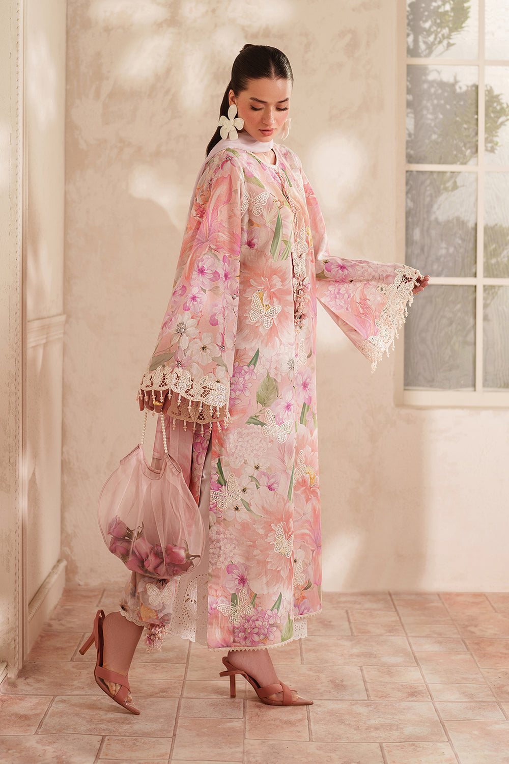 BQ-208-3 Piece - Unstitched Digital Printed lawn Fabric