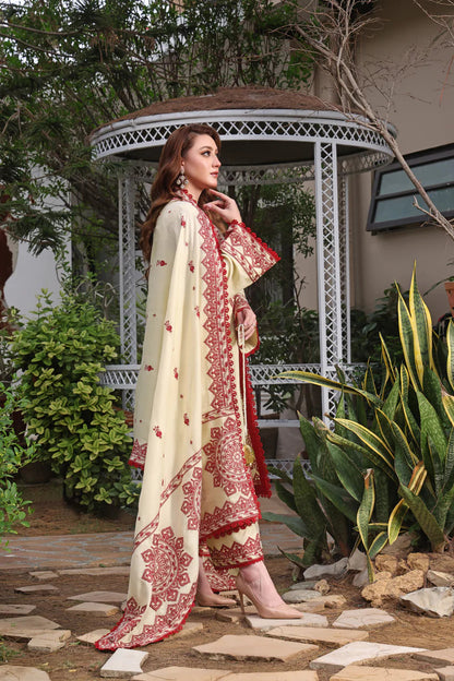 RH 595-3 Piece - Unstitched Fully Embroidered Dhanak Fabric