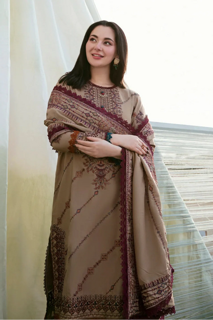 FL-895-3 Piece - Unstitched Fully Embroidered Dhanak Fabric