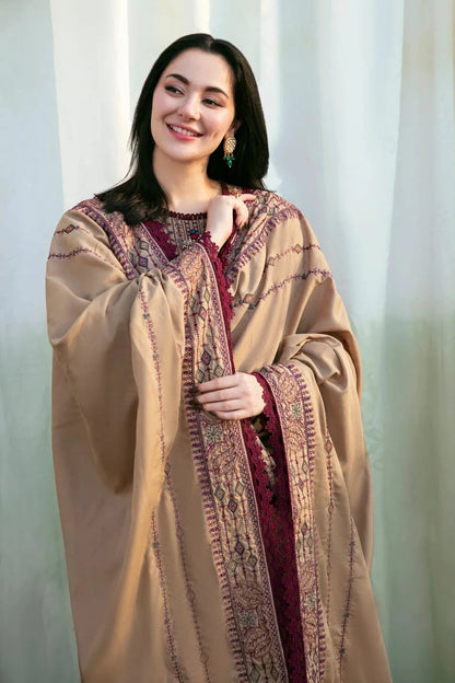 FL-895-3 Piece - Unstitched Fully Embroidered Dhanak Fabric