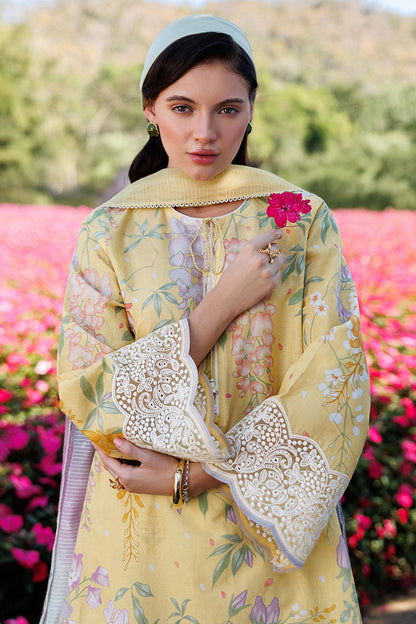 JZ 205-3 Piece - Unstitched Printed Lawn Fabric