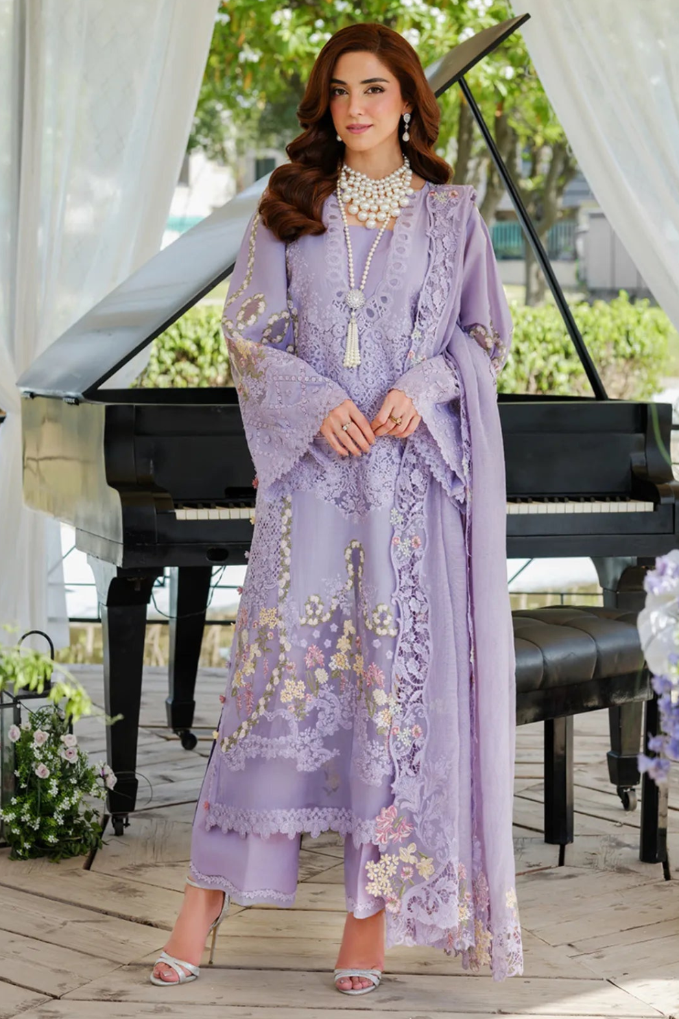 EL 2715-3 Piece - Unstitched Fully Embroidered Lawn Fabric