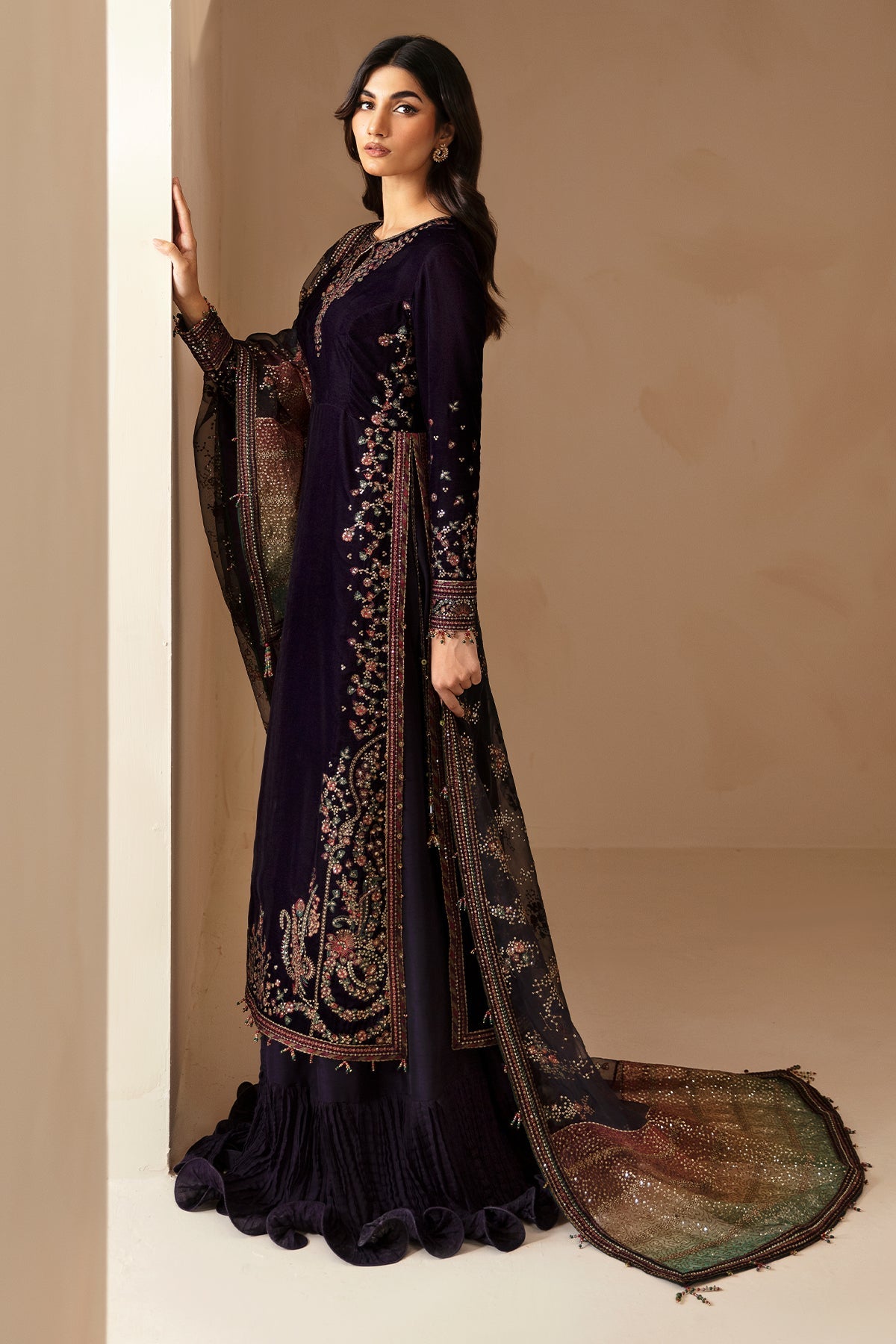 3 Piece - Unstitched Embroidered Velvet Fabric JZ-new