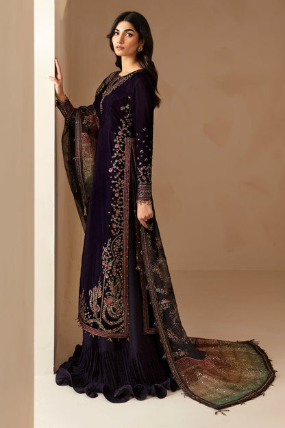 3 Piece - Unstitched Embroidered Velvet Fabric JZ-new