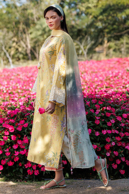 JZ 205-3 Piece - Unstitched Printed Lawn Fabric