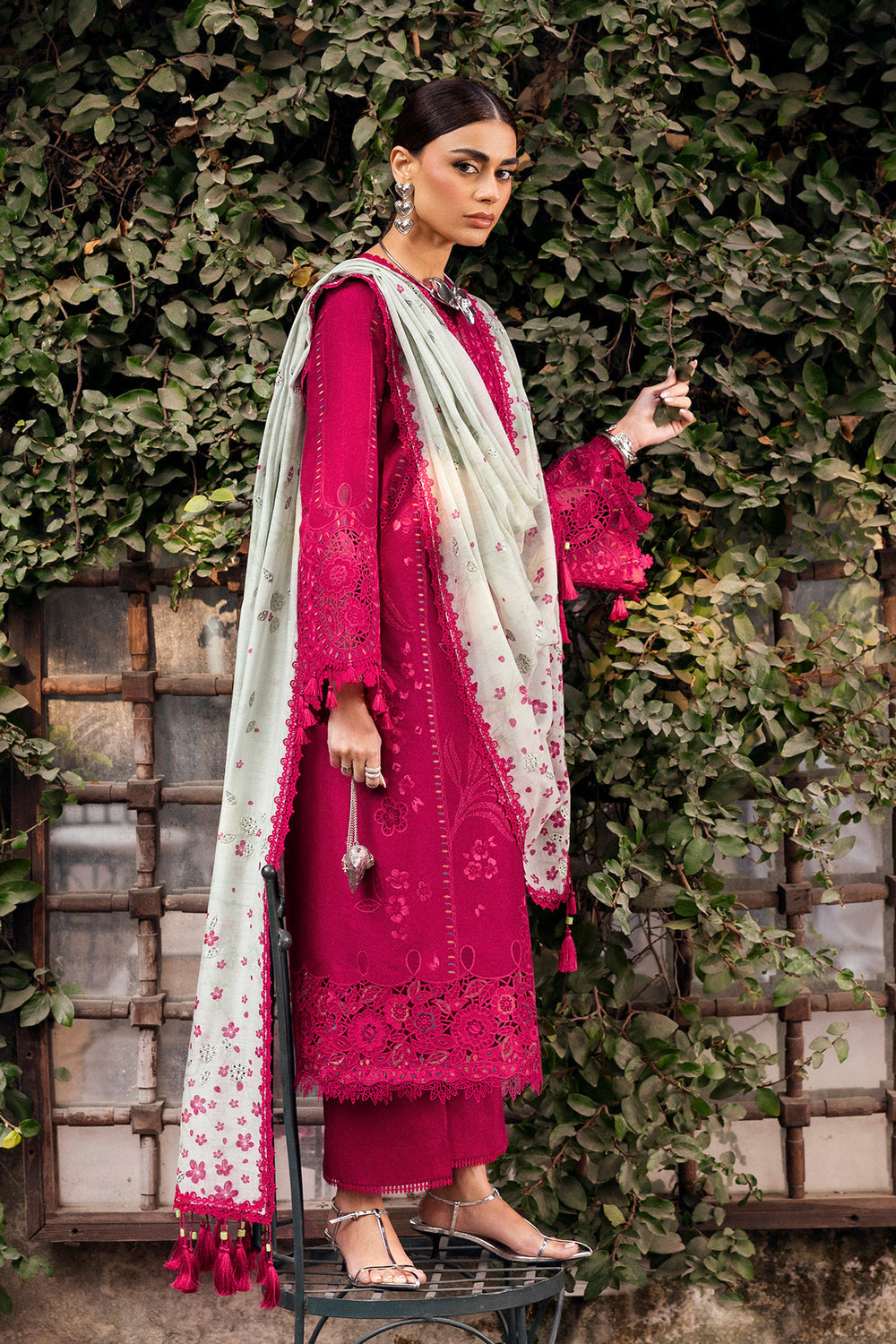 JZ-2760-3 Piece - Unstitched Luxury Embroidered Lawn Fabric