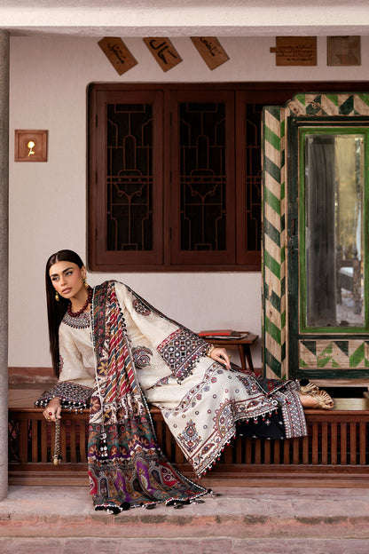 JZ-2800-3 Piece - Unstitched Fully Embroidered Lawn Fabric