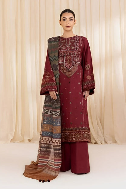 SP-2695-3 Piece - Unstitched Embroidered Lawn Fabric