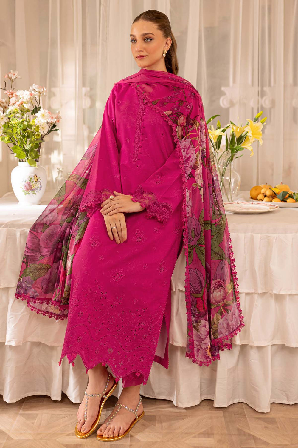 FR 2725-3 Piece - Unstitched Embroidered Lawn Fabric