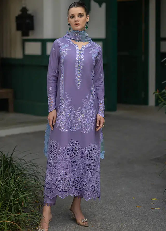 OR 86-3 Piece Embroidered Lawn Shirt with Printed Cotton Net Dupatta