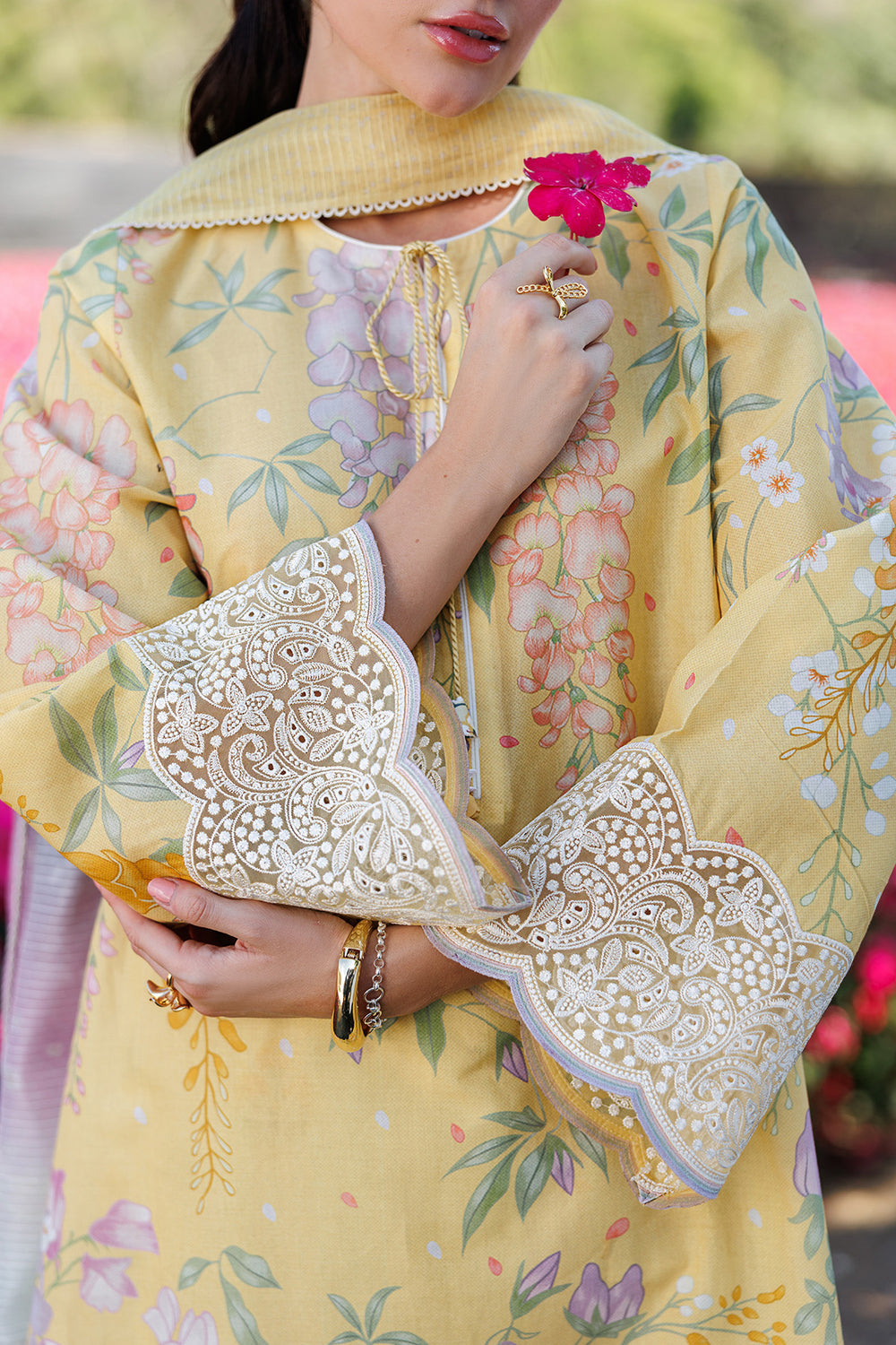JZ 205-3 Piece - Unstitched Printed Lawn Fabric