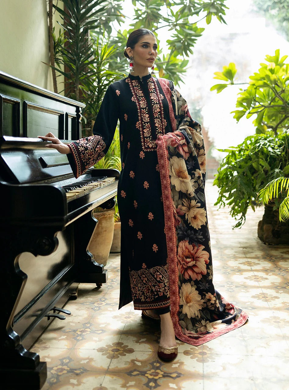 AJ 980-3 Piece - Unstitched Fully Embroidered Dhanak Fabric