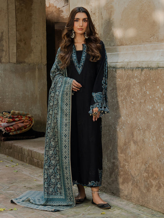 3 Piece - Unstitched Fully Embroidered Dhanak Fabric IZ-160