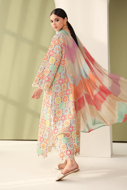 BQ-201-3 Piece - Unstitched Printed Lawn Fabric