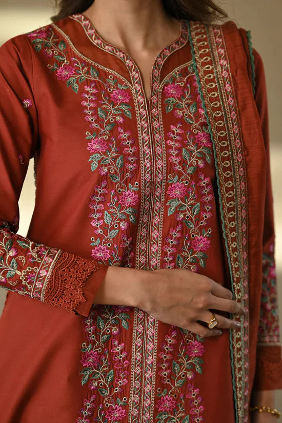 3 Piece - Unstitched Fully Embroidered Dhanak Fabric CO-635