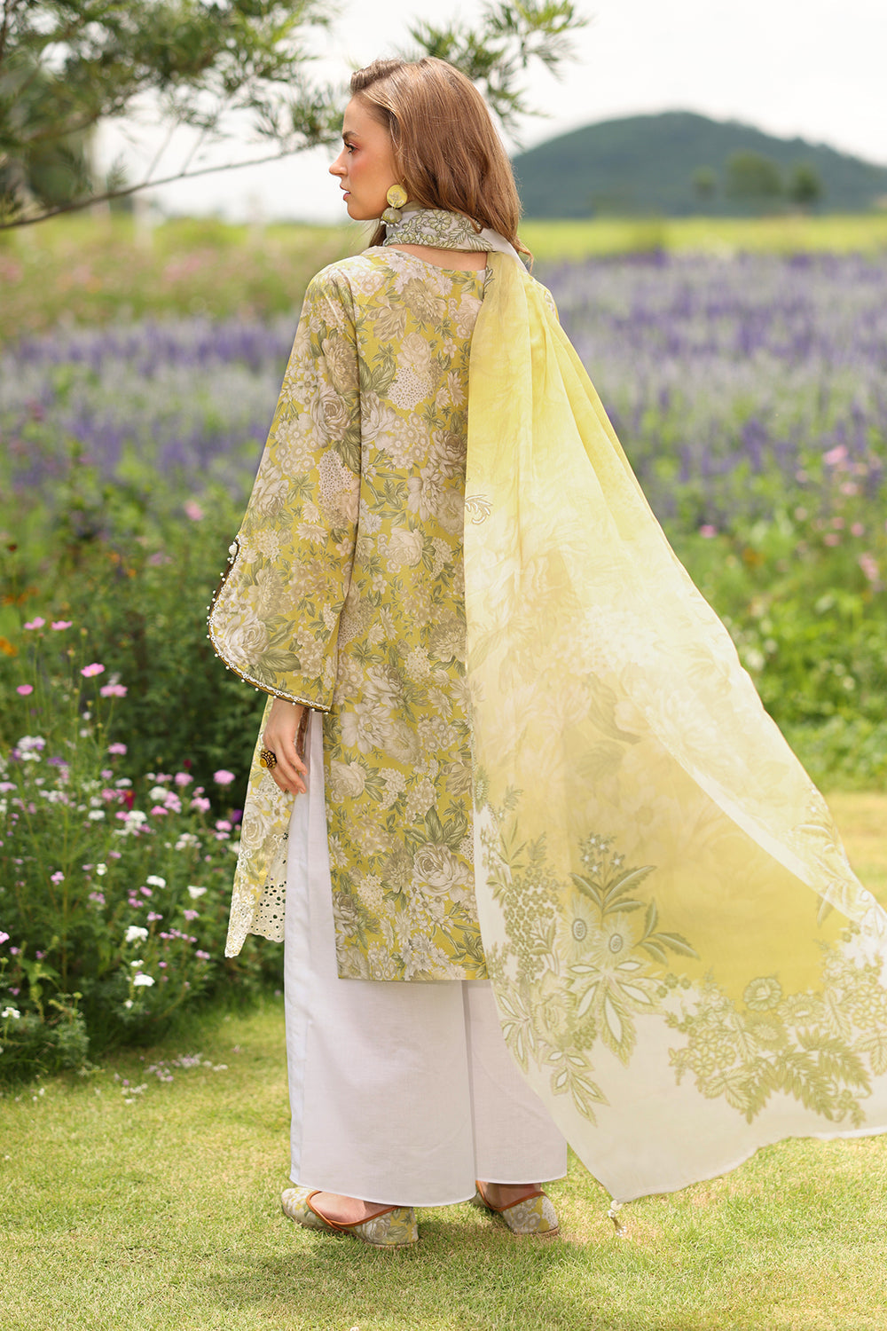 BQ 203-3 Piece - Unstitched Printed Lawn Fabric