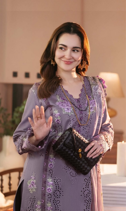JD 2680-3 Piece - Unstitched Fully Embroidered Lawn Fabric