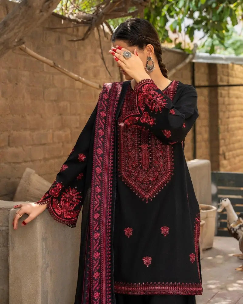 3 Piece - Unstitched Fully Embroidered Dhanak Fabric