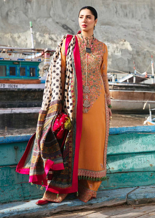 3 Piece - Unstitched Fully Embroidered Dhanak Fabric