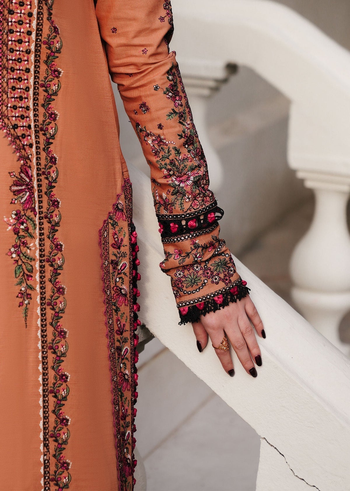 AL 975-3 Piece - Unstitched Fully Embroidered Dhanak Fabric