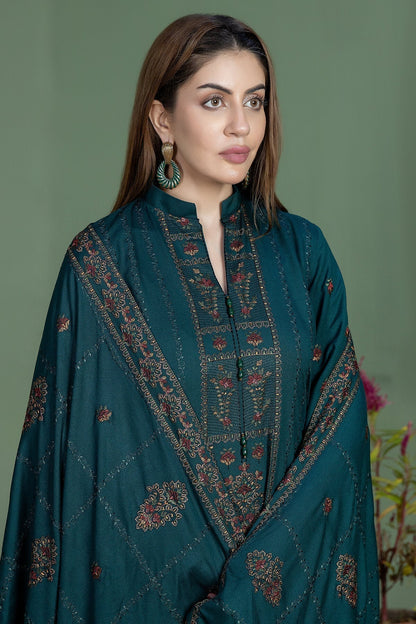 3 Piece - Unstitched Fully Embroidered Dhanak Fabric AJ-940