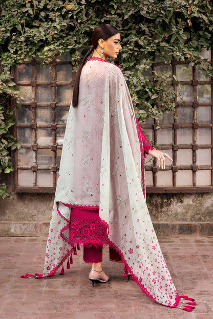 JZ-2760-3 Piece - Unstitched Luxury Embroidered Lawn Fabric