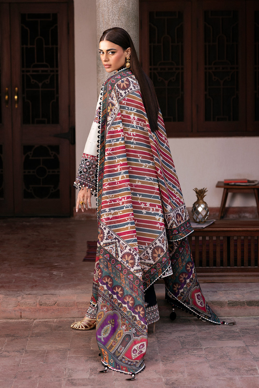 JZ-2800-3 Piece - Unstitched Fully Embroidered Lawn Fabric