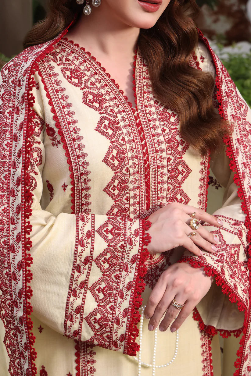 RH 595-3 Piece - Unstitched Fully Embroidered Dhanak Fabric