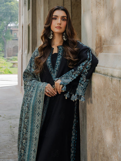3 Piece - Unstitched Fully Embroidered Dhanak Fabric IZ-160