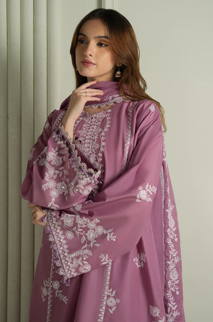 CS-900-3 Piece - Unstitched Fully Embroidered Lawn Fabric With Embroidered Lawn Dupatta