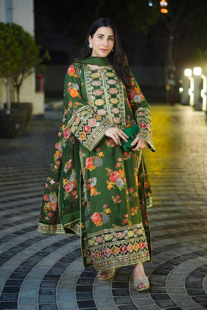 Aneelas Luxury Silk Unstitched 3 Piece Suit