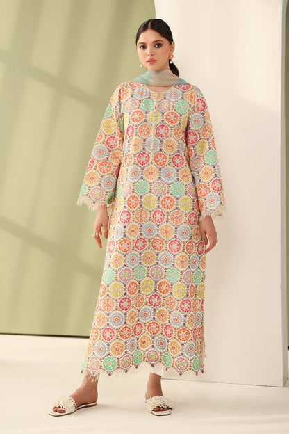 BQ-201-3 Piece - Unstitched Printed Lawn Fabric