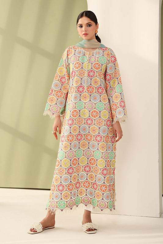BQ-201-3 Piece - Unstitched Printed Lawn Fabric