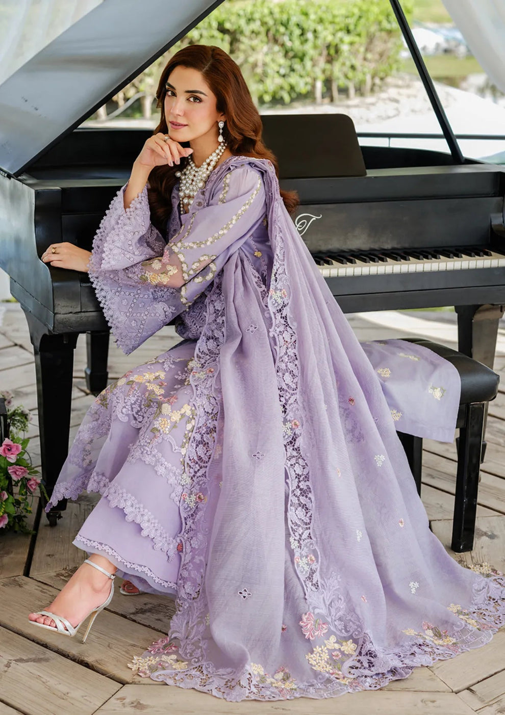 EL 2715-3 Piece - Unstitched Fully Embroidered Lawn Fabric