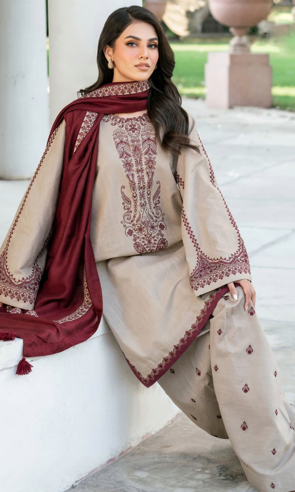 KD-910-3 Piece - Unstitched Fully Embroidered LawnFabric