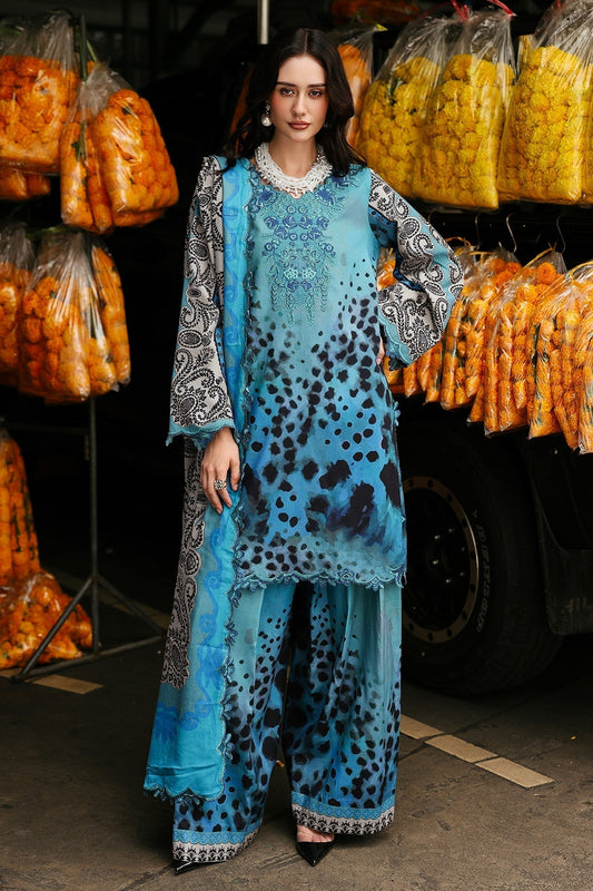 3 Piece - Unstitched Digital Printed Khaddar Fabric With Embroidered Laces
