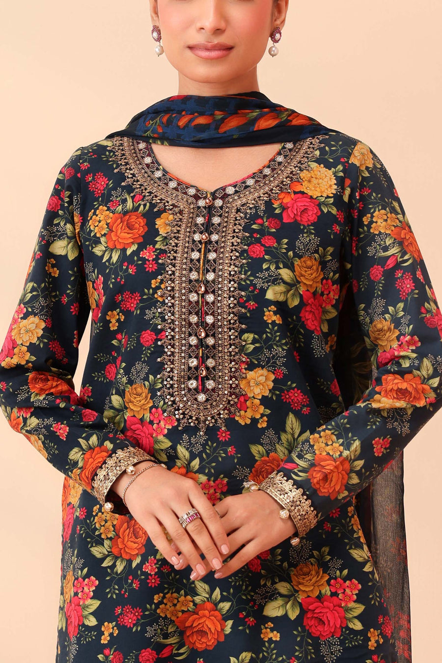 BQ-40-3 Piece - Unstitched Digital Printed Khaddar Fabric