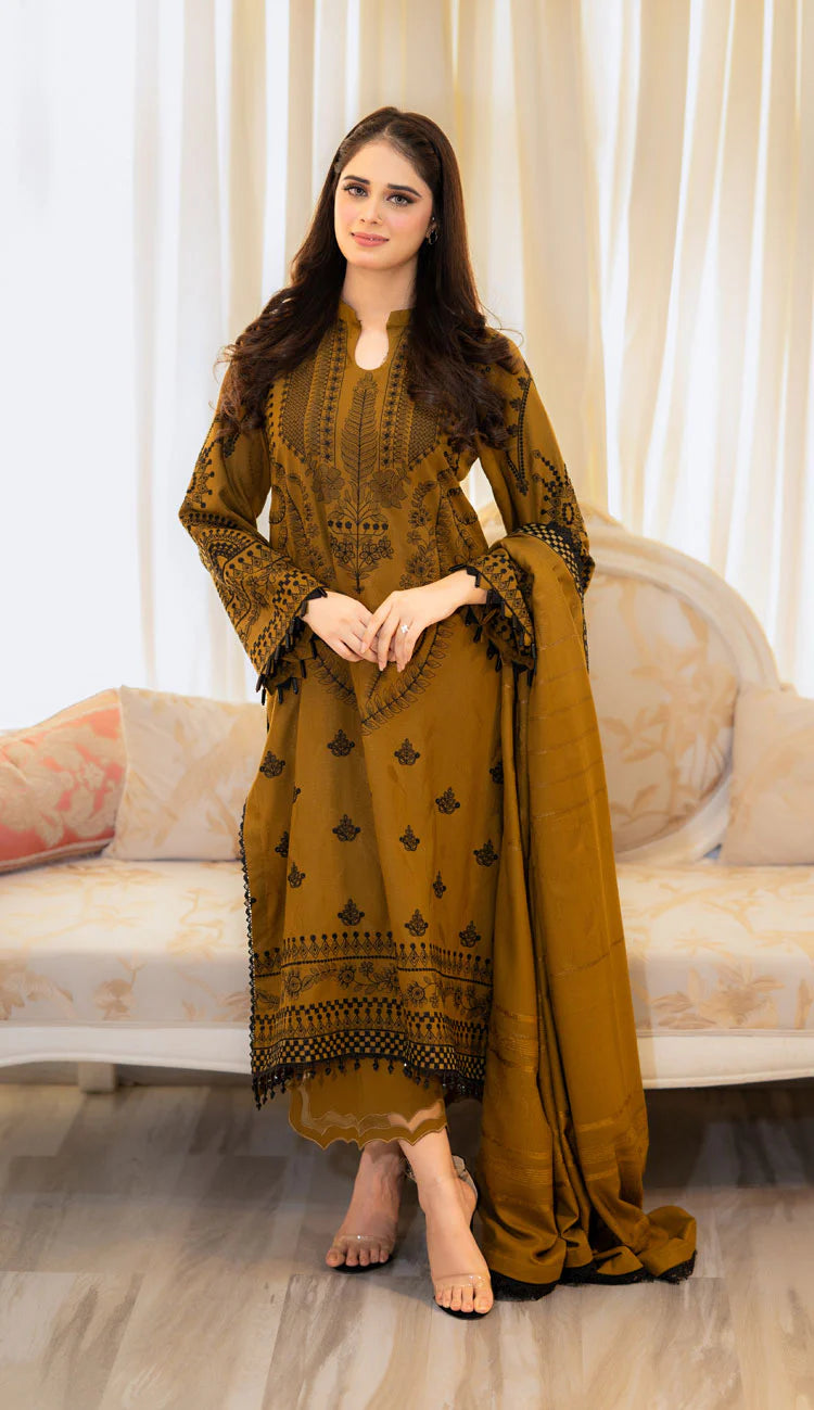 MB 100-3 Piece - Unstitched Fully Embroidered Lawn Fabric