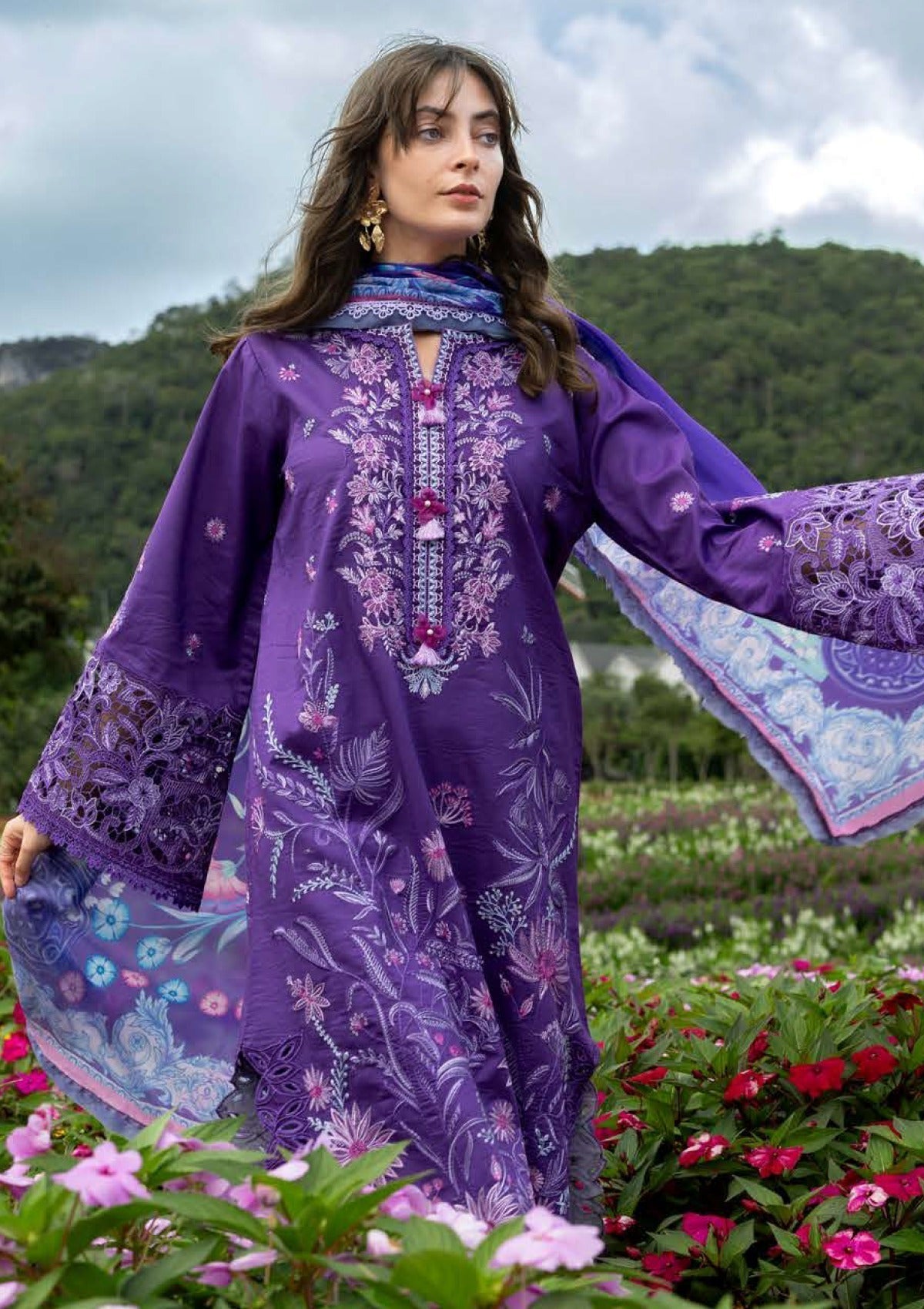MS-2770-3 Piece - Unstitched Embroidered Lawn Fabric