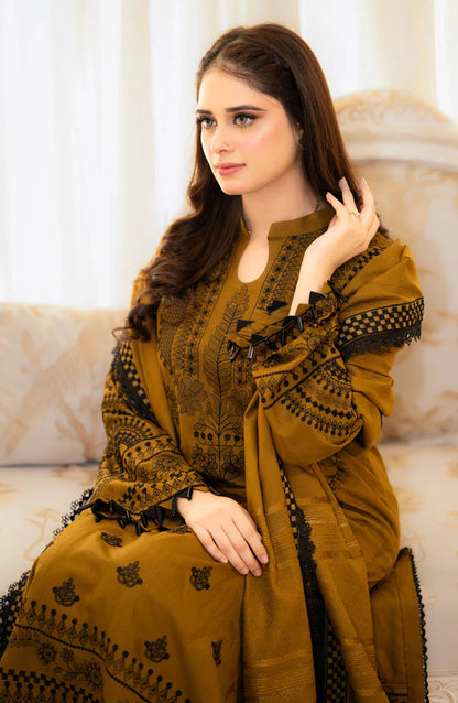 MB 100-3 Piece - Unstitched Fully Embroidered Lawn Fabric