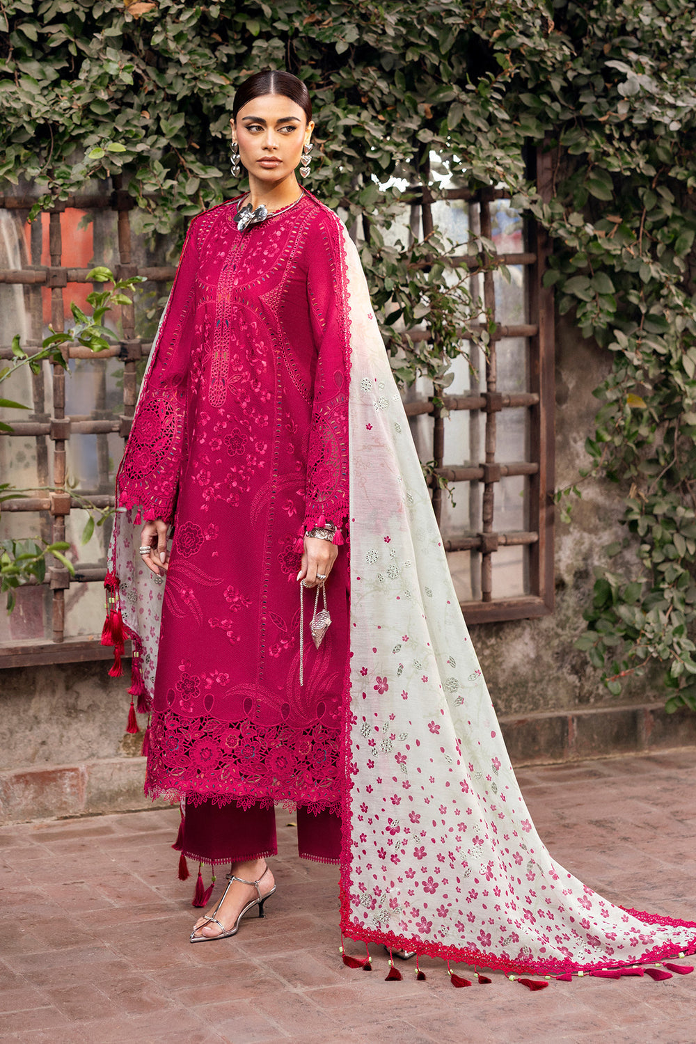 JZ-2760-3 Piece - Unstitched Luxury Embroidered Lawn Fabric