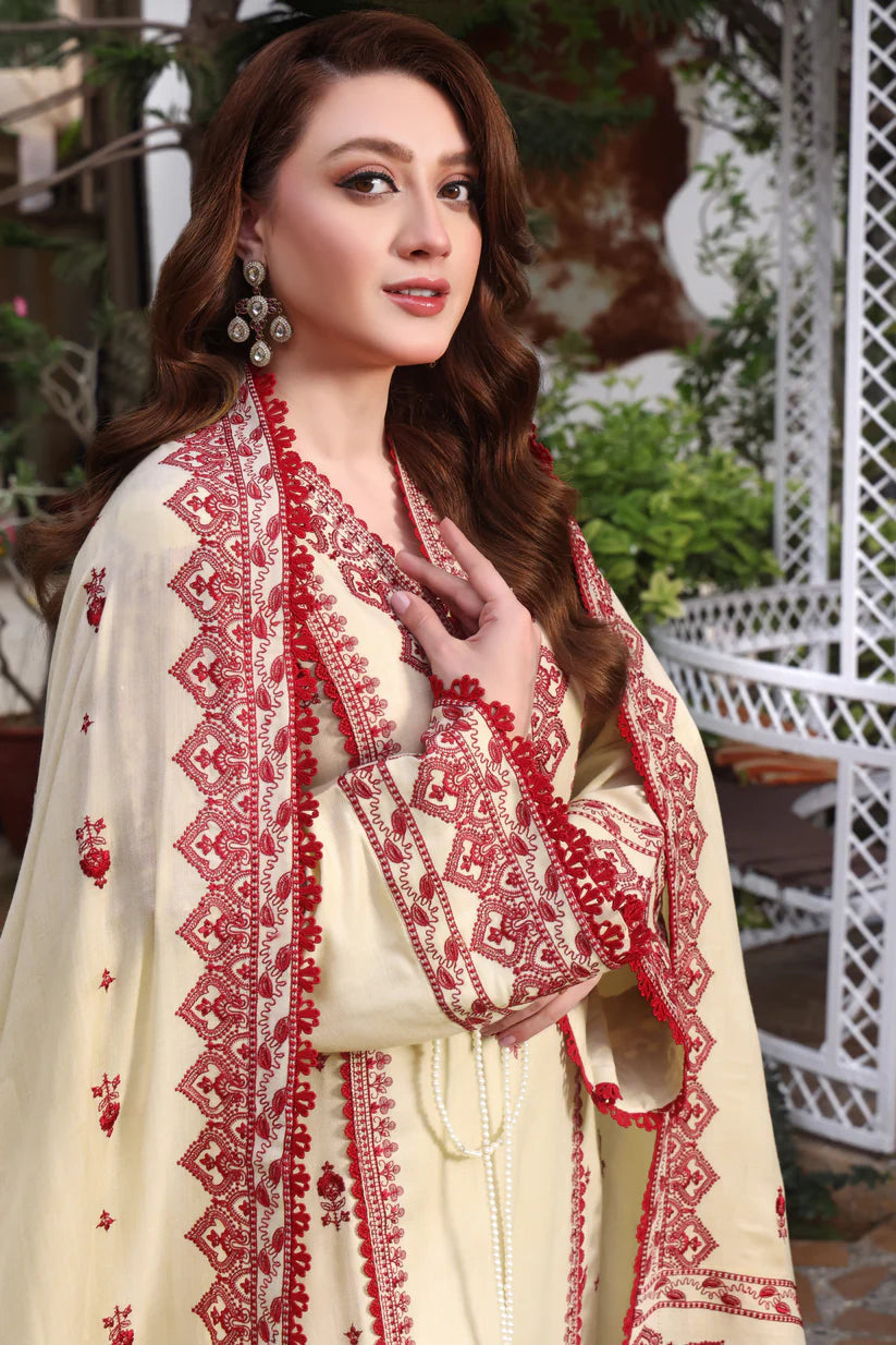 RH 595-3 Piece - Unstitched Fully Embroidered Dhanak Fabric