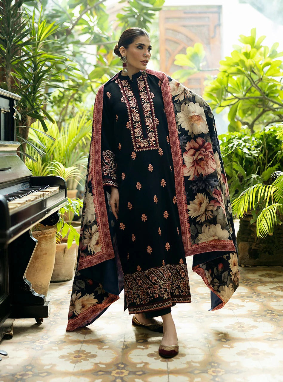 AJ 980-3 Piece - Unstitched Fully Embroidered Dhanak Fabric