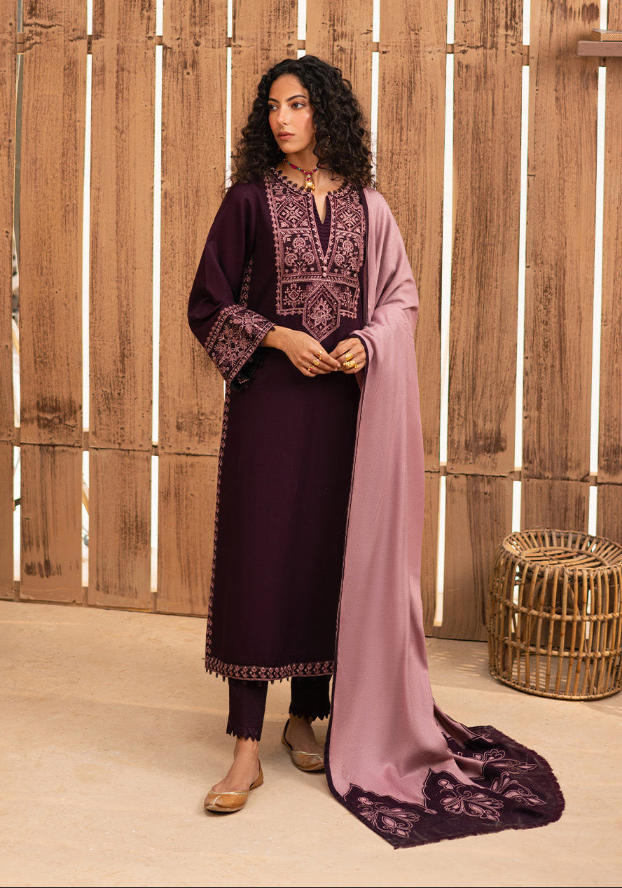 RP 605-3 Piece - Unstitched Embroidered Dhanak Fabric