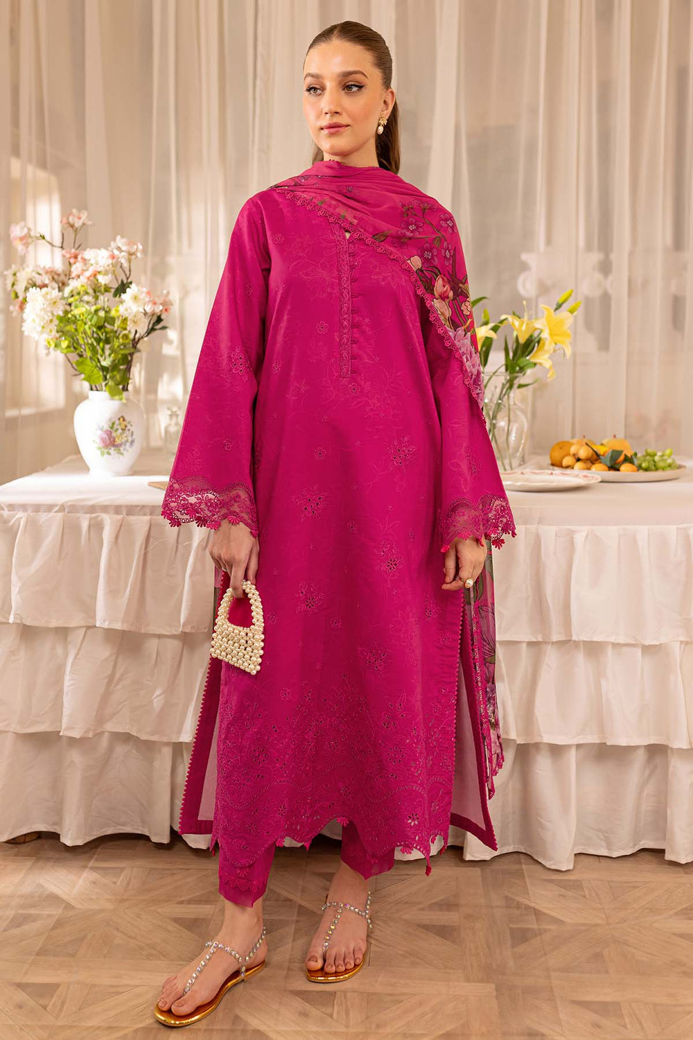 FR 2725-3 Piece - Unstitched Embroidered Lawn Fabric