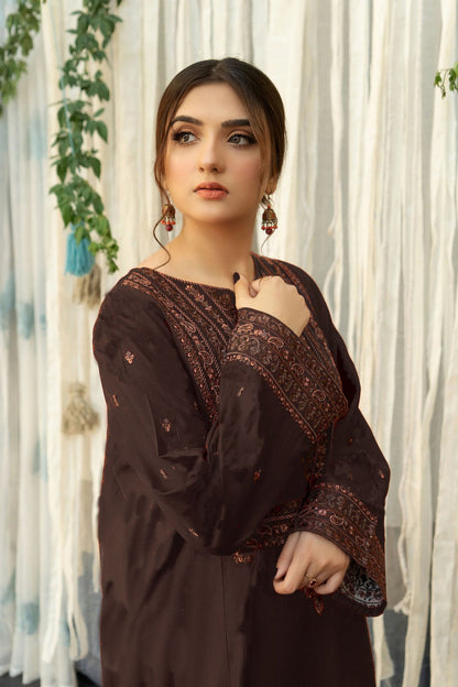 BR-845B-3 Piece - Unstitched Fully Embroidered Dhanak Fabric
