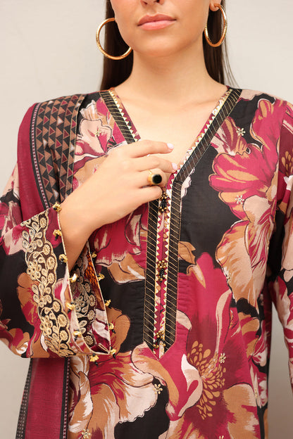 BQ-39-3 Piece - Unstitched Digital Printed Khaddar Fabric