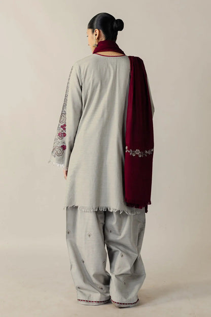 3 Piece - Unstitched Fully Embroidered Dhanak Fabric
