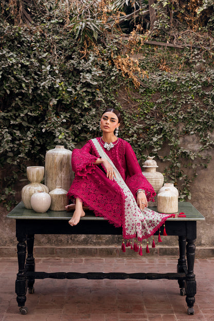 JZ-2760-3 Piece - Unstitched Luxury Embroidered Lawn Fabric