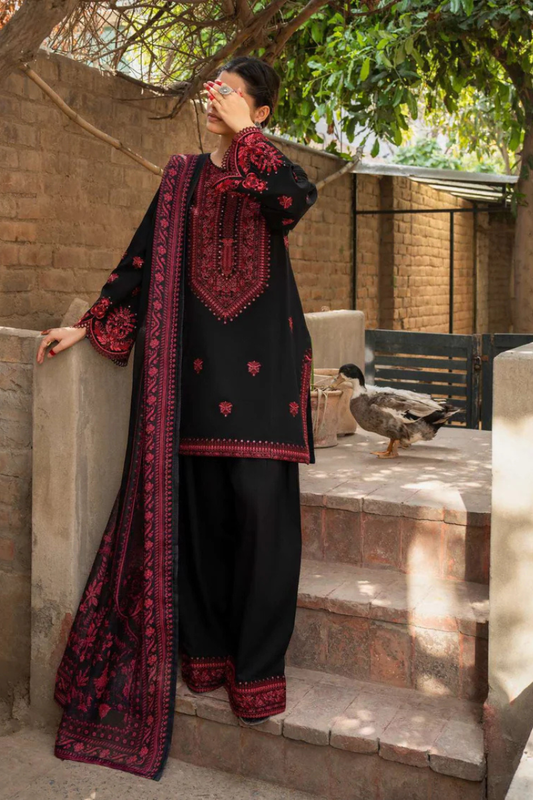 3 Piece - Unstitched Fully Embroidered Dhanak Fabric